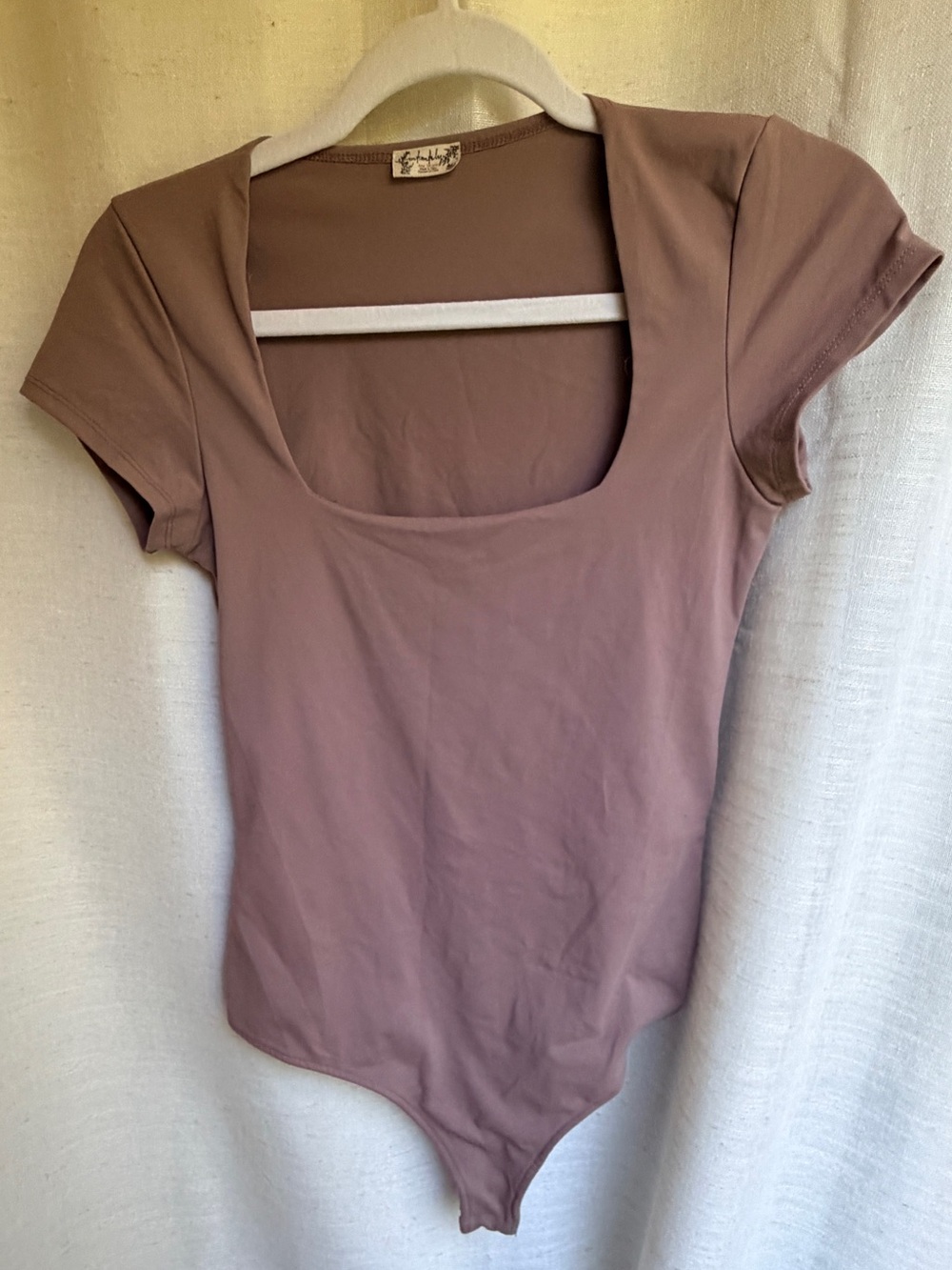 Free People Fair and Square Neck Duo Mauve Bodysuit size S